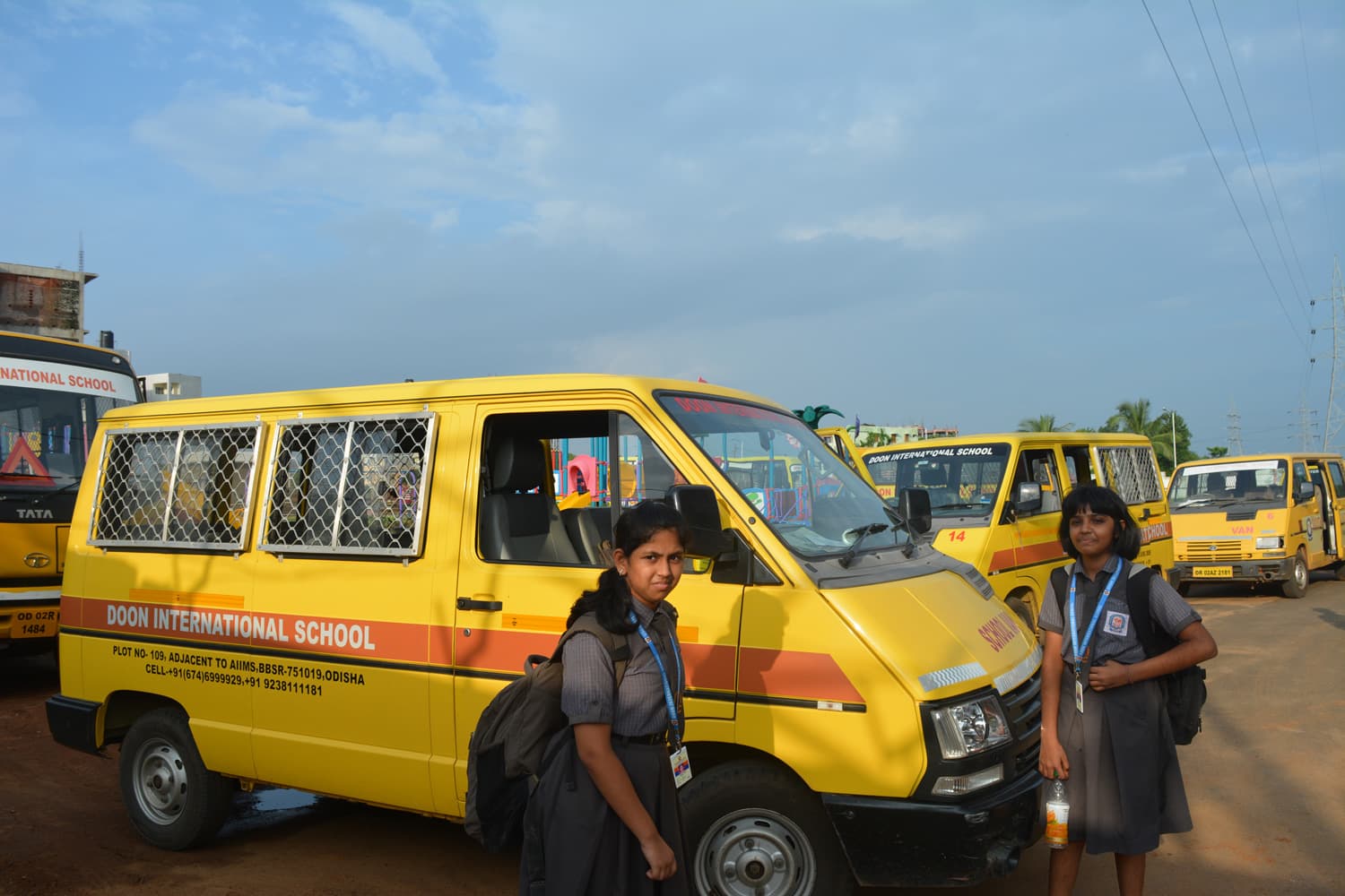 School buses ready for routes